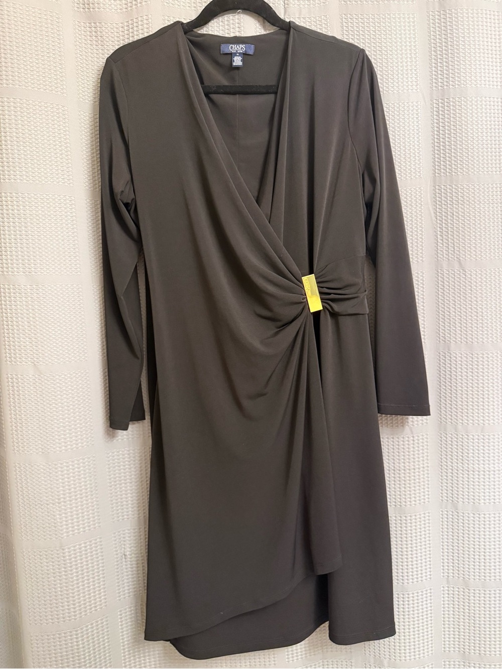 Chaps Women's Black Long-sleeve Wrap Dress